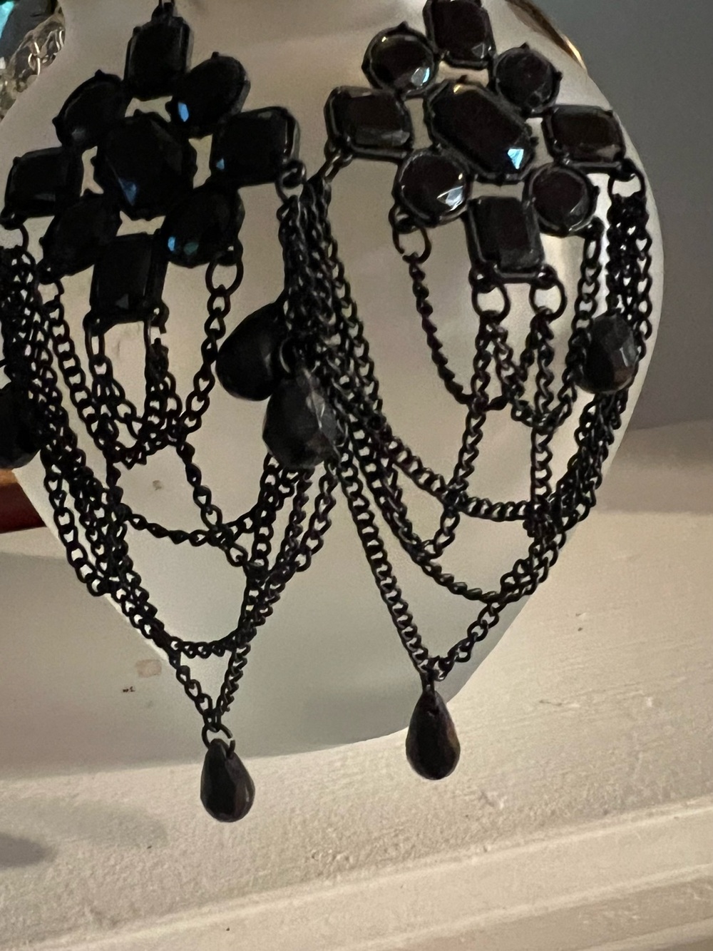 Dramatic Black Chandelier Statement Earrings